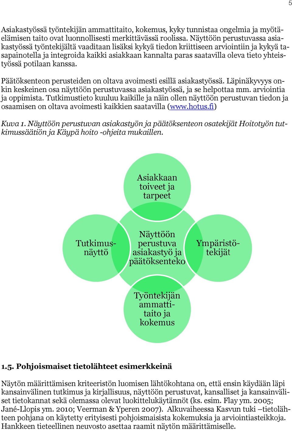 yhteistyössä potilaan kanssa. Päätöksenteon perusteiden on oltava avoimesti esillä asiakastyössä. Läpinäkyvyys onkin keskeinen osa näyttöön perustuvassa asiakastyössä, ja se helpottaa mm.