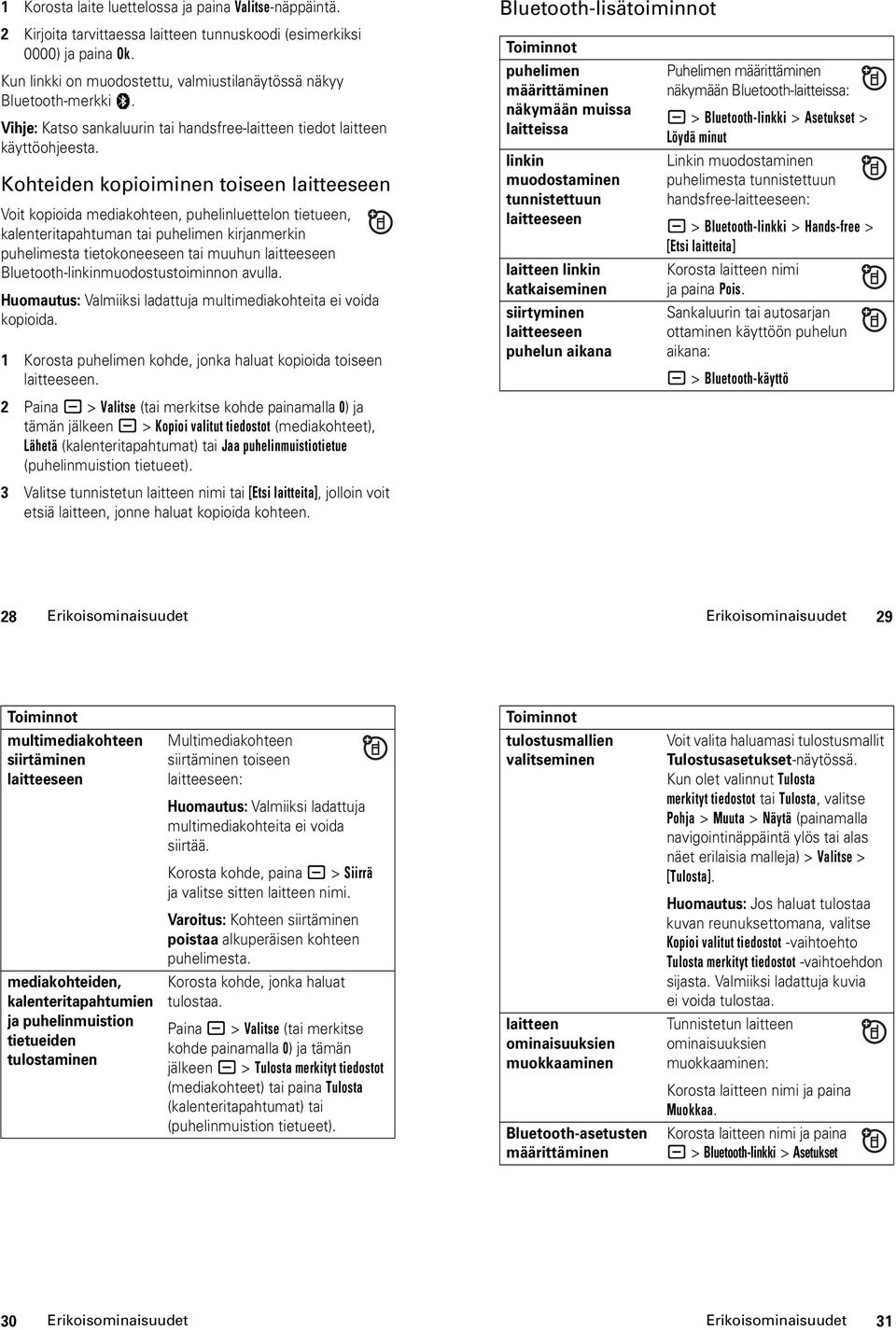 Kohteiden kopioiminen toiseen laitteeseen Voit kopioida mediakohteen, puhelinluettelon tietueen, kalenteritapahtuman tai puhelimen kirjanmerkin puhelimesta tietokoneeseen tai muuhun laitteeseen