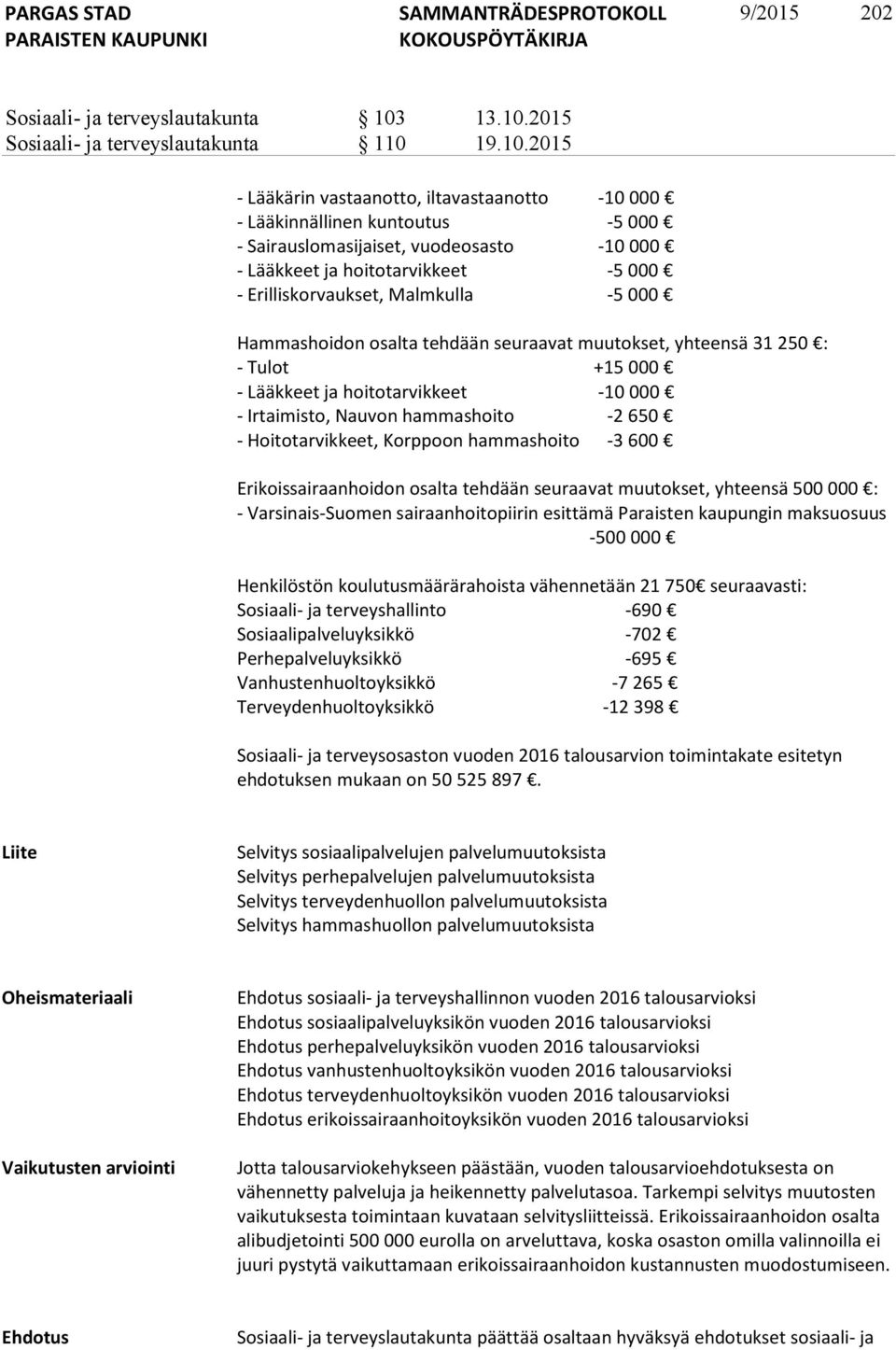 2015 Sosiaali- ja terveyslautakunta 110 