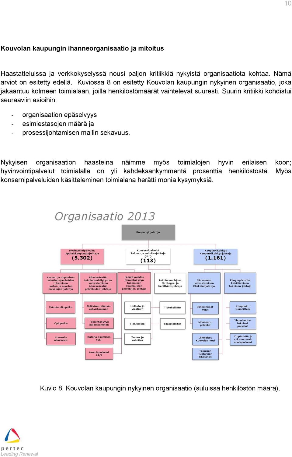 Suurin kritiikki kohdistui seuraaviin asioihin: - organisaation epäselvyys - esimiestasojen määrä ja - prosessijohtamisen mallin sekavuus.