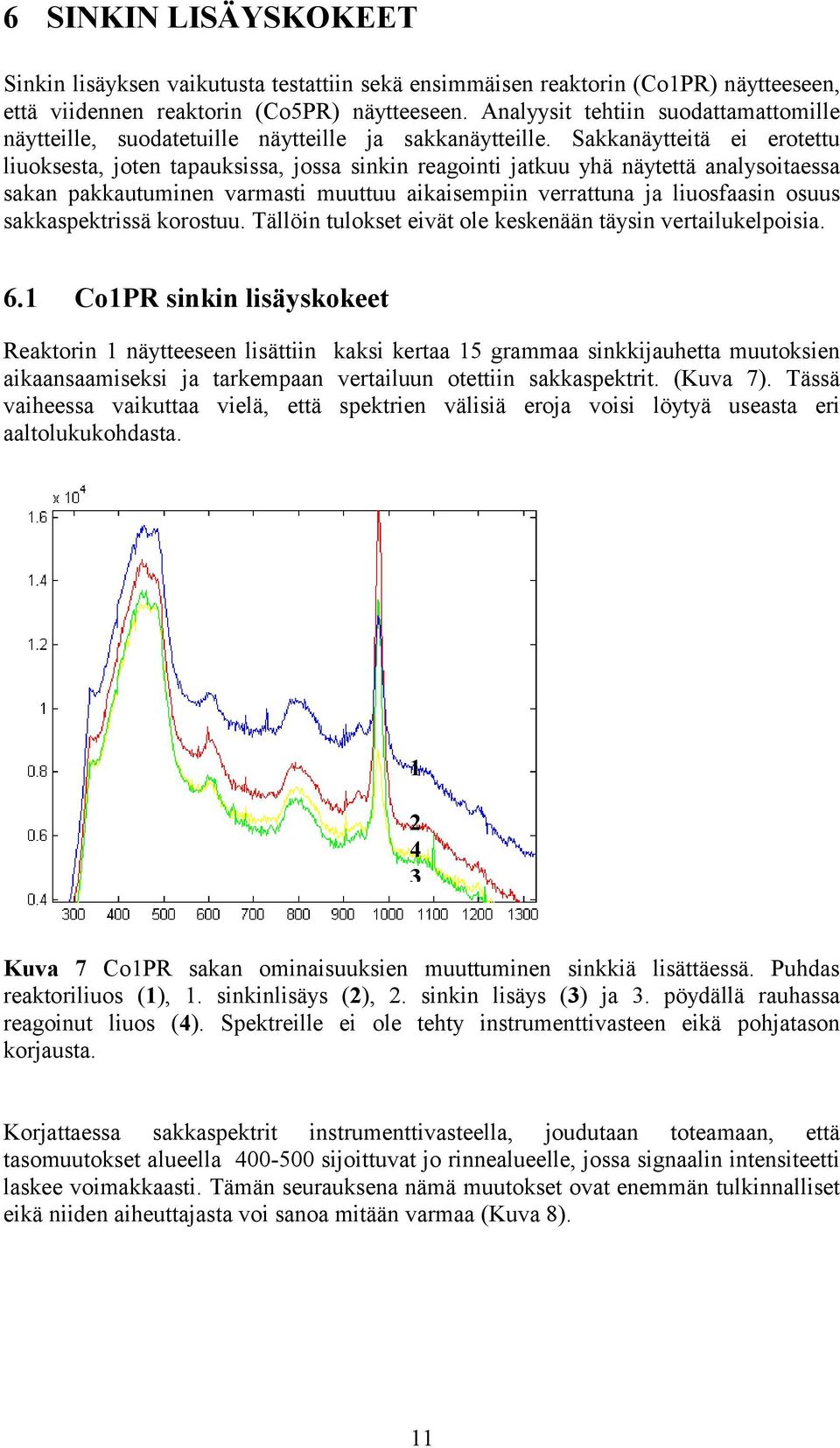 Sakkanäytteitä ei erotettu liuoksesta, joten tapauksissa, jossa sinkin reagointi jatkuu yhä näytettä analysoitaessa sakan pakkautuminen varmasti muuttuu aikaisempiin verrattuna ja liuosfaasin osuus