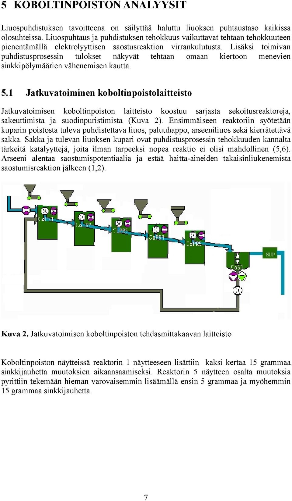 Lisäksi toimivan puhdistusprosessin tulokset näkyvät tehtaan omaan kiertoon menevien sinkkipölymäärien vähenemisen kautta. 5.