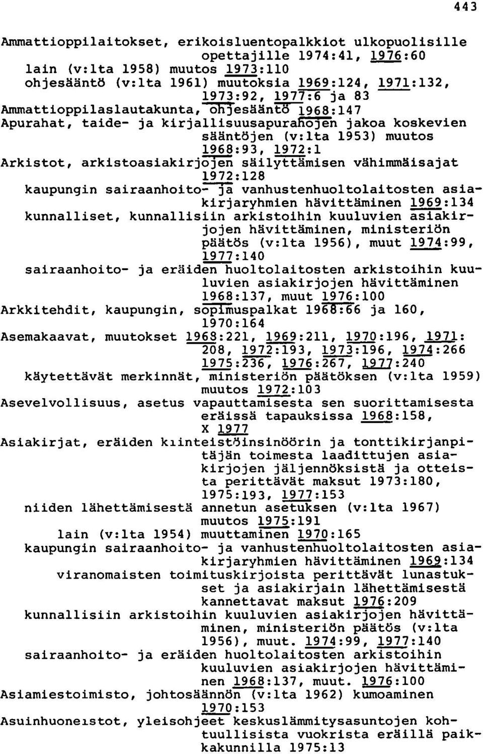 vähimmäisajat 1972:128 kaupungin sairaanhoito=-]ä vanhustenhuoltolaitosten asiakirjaryhmien hävittäminen!