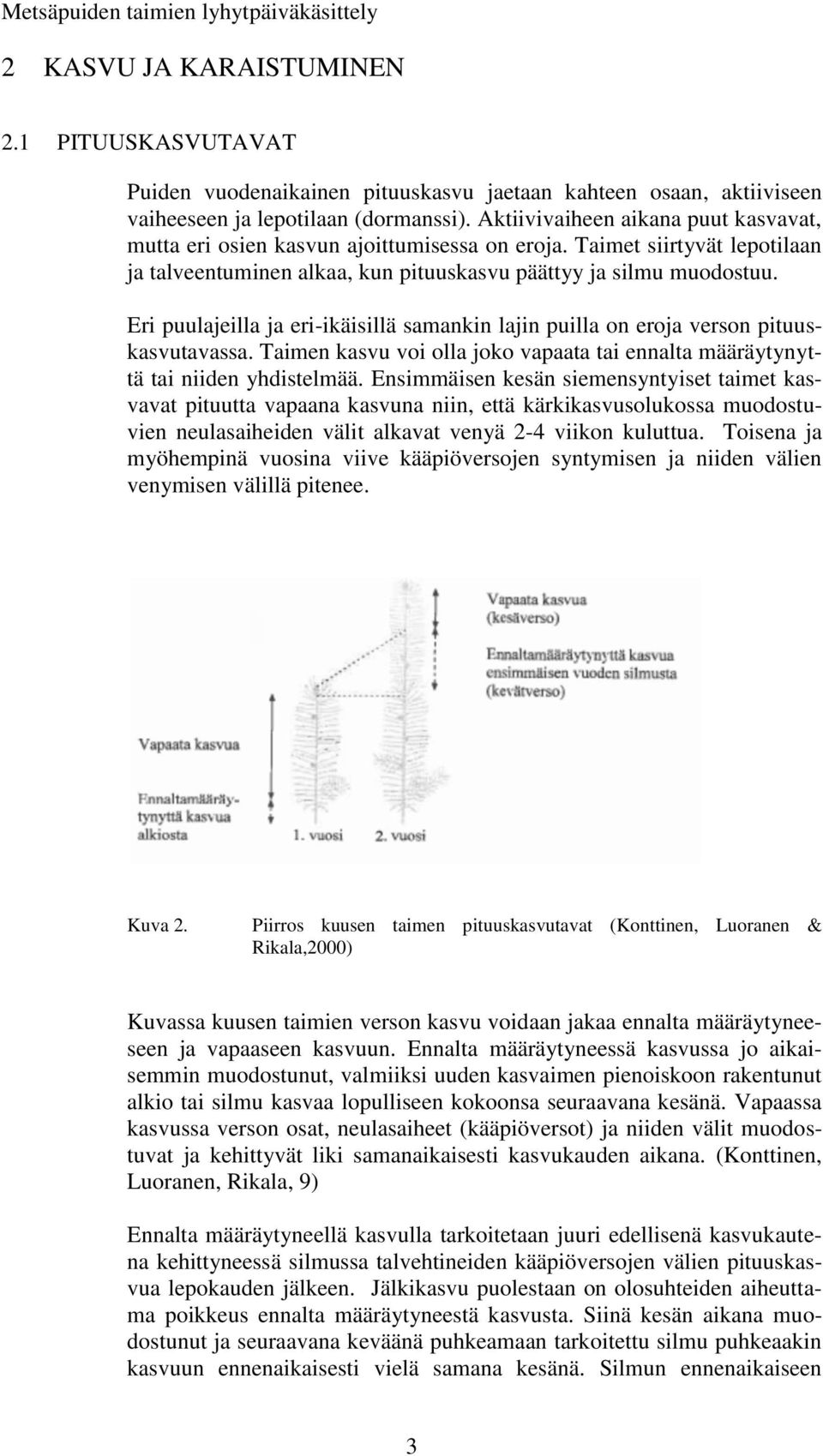 Eri puulajeilla ja eri-ikäisillä samankin lajin puilla on eroja verson pituuskasvutavassa. Taimen kasvu voi olla joko vapaata tai ennalta määräytynyttä tai niiden yhdistelmää.