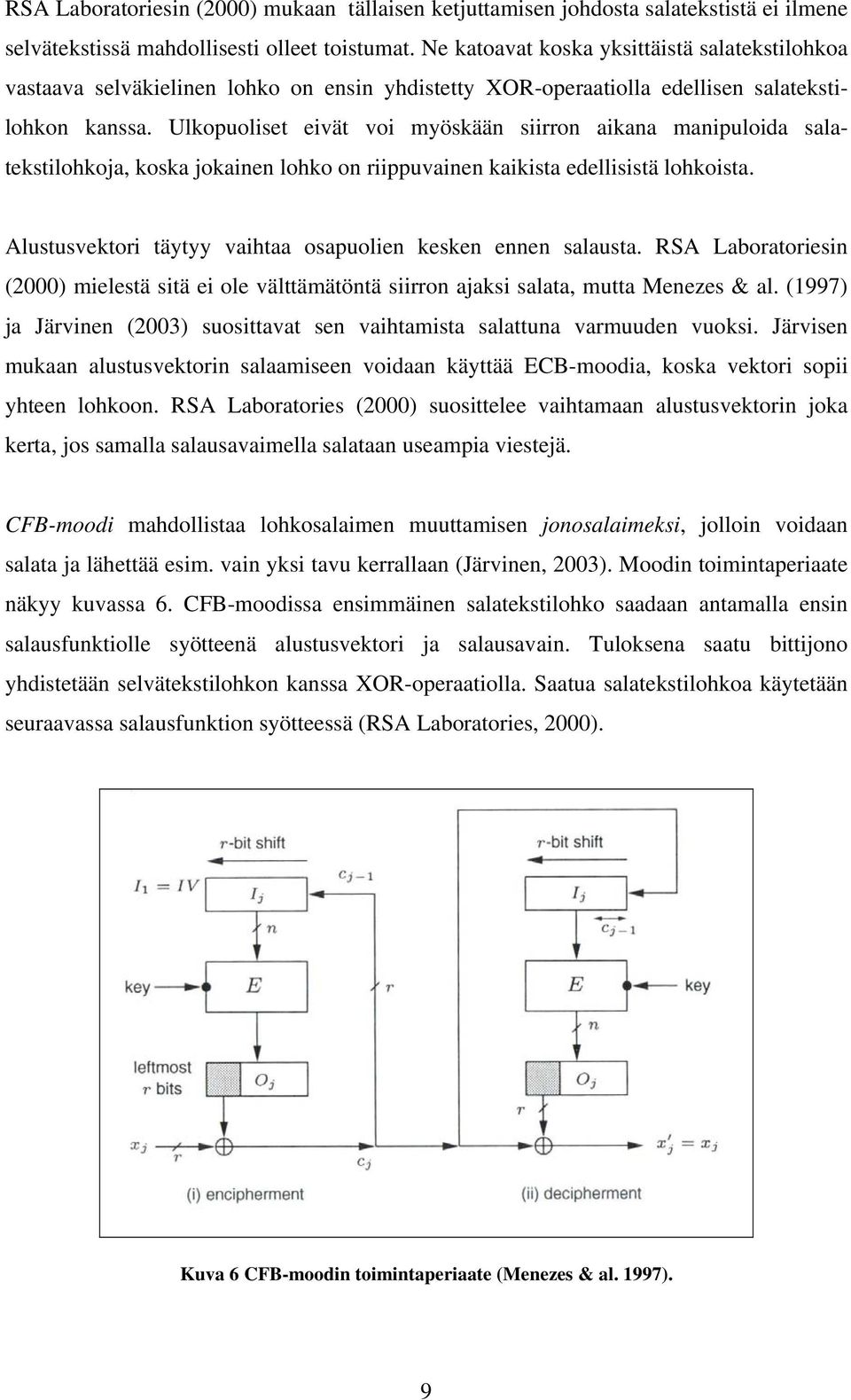 Ulkopuoliset eivät voi myöskään siirron aikana manipuloida salatekstilohkoja, koska jokainen lohko on riippuvainen kaikista edellisistä lohkoista.