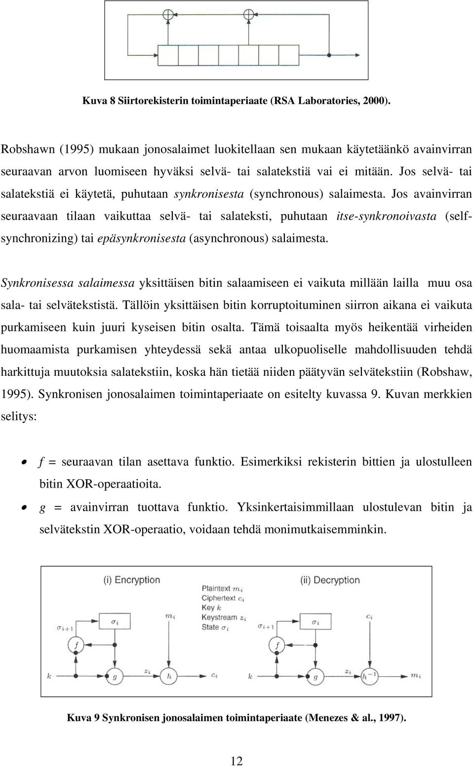 Jos selvä- tai salatekstiä ei käytetä, puhutaan synkronisesta (synchronous) salaimesta.