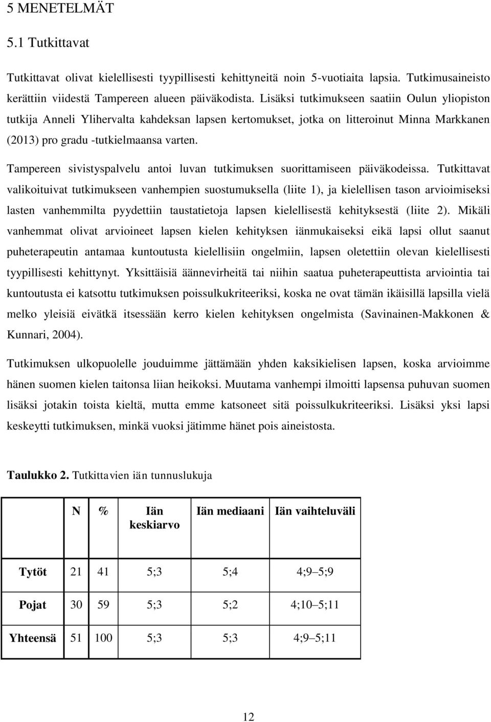 Tampereen sivistyspalvelu antoi luvan tutkimuksen suorittamiseen päiväkodeissa.