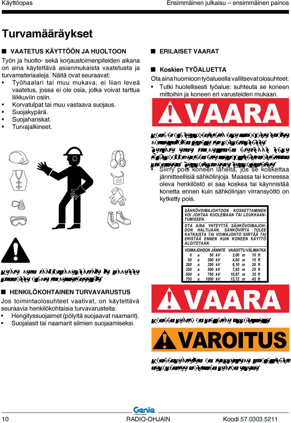 Suojakypärä. Suojahanskat. Turvajalkineet.