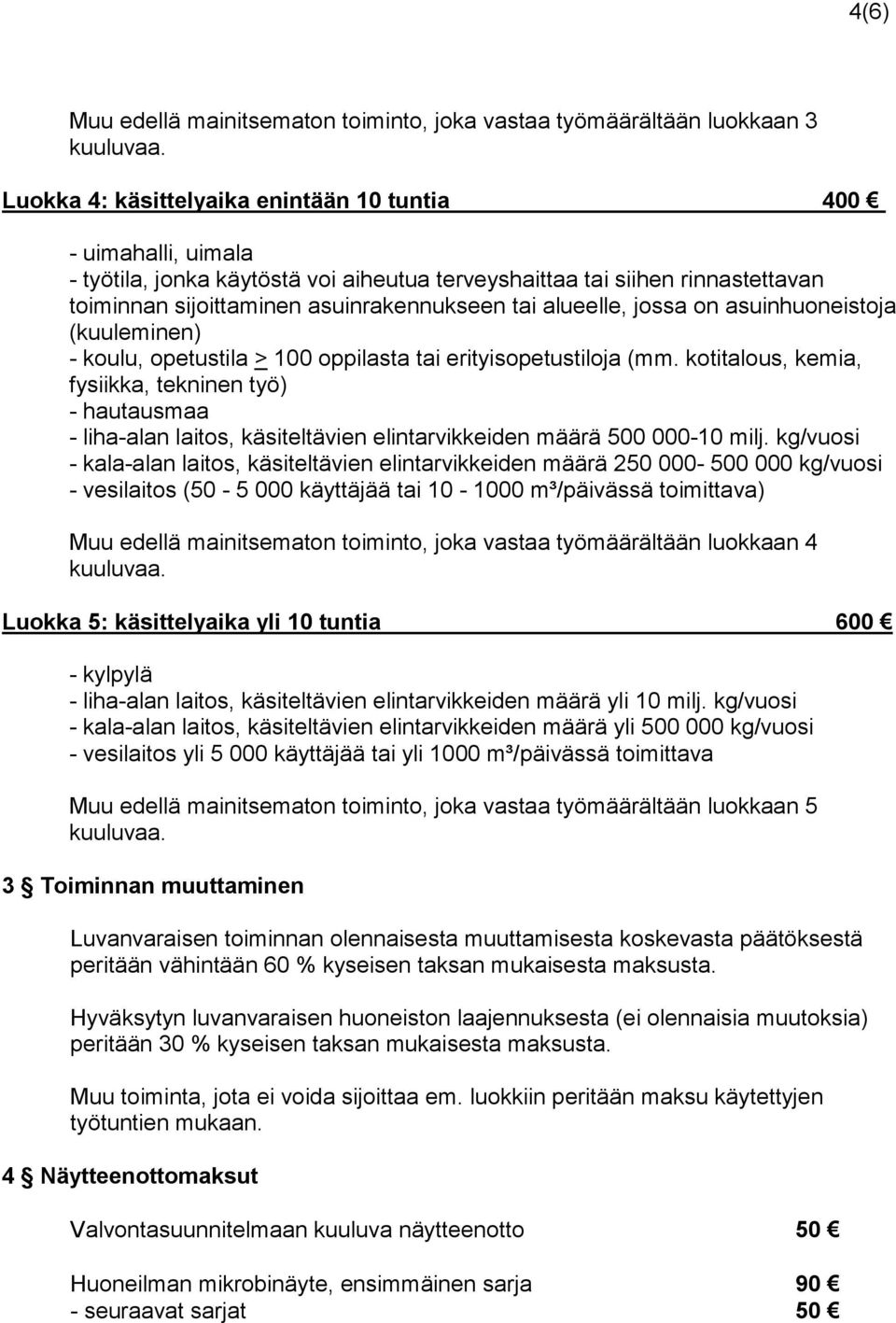 kotitalous, kemia, fysiikka, tekninen työ) - hautausmaa - liha-alan laitos, käsiteltävien elintarvikkeiden määrä 500 000-10 milj.