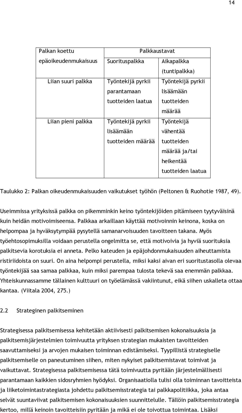 työhön (Peltonen & Ruohotie 1987, 49). Useimmissa yrityksissä palkka on pikemminkin keino työntekijöiden pitämiseen tyytyväisinä kuin heidän motivoimiseensa.