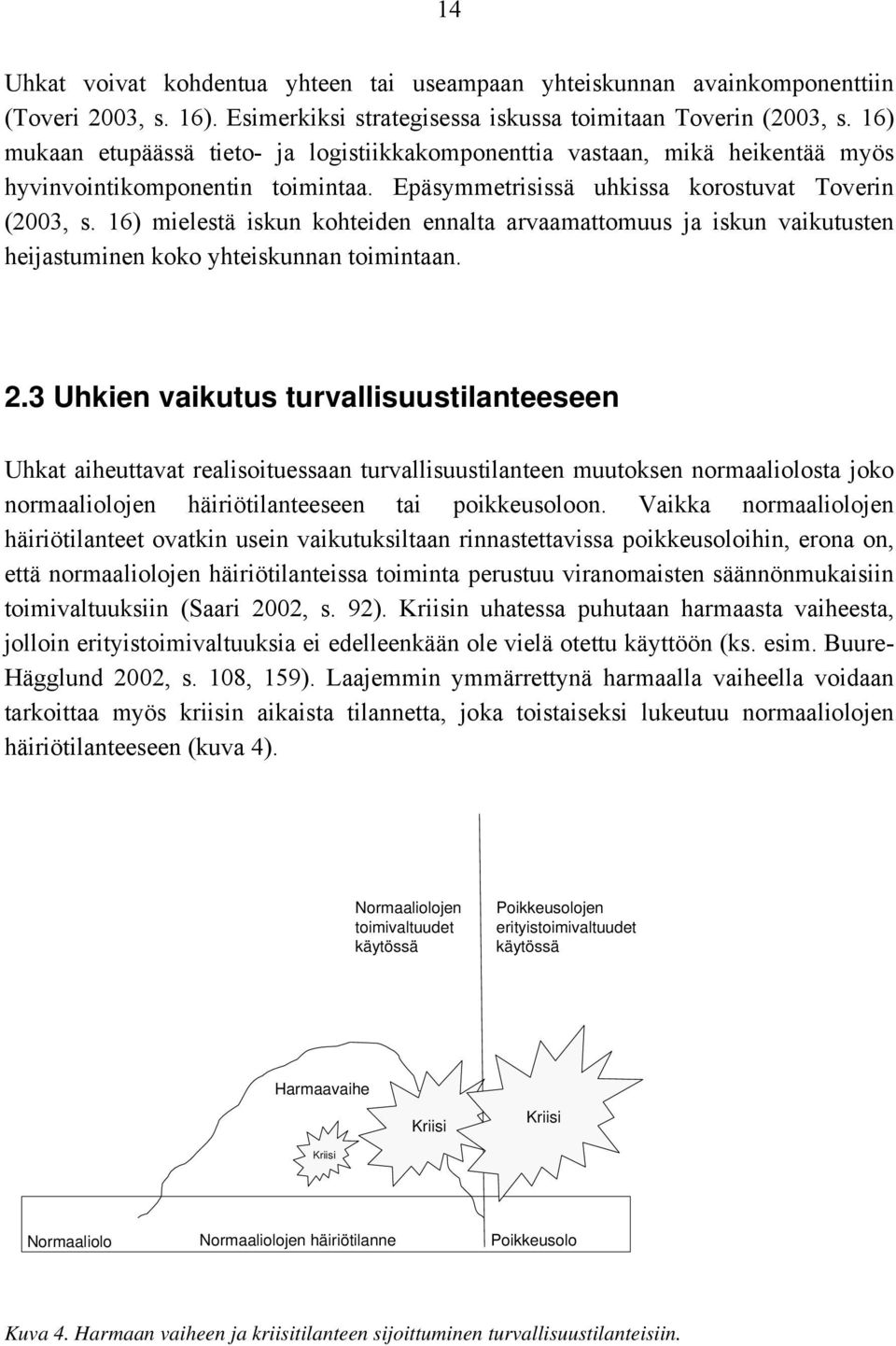 16) mielestä iskun kohteiden ennalta arvaamattomuus ja iskun vaikutusten heijastuminen koko yhteiskunnan toimintaan. 2.