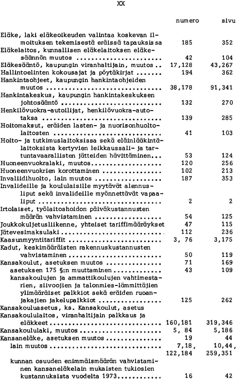 ........... Henkilövuokra-autoiUjat, henkilövuokra-autotaksa.......... Hoitomaksut, eräiden lasten- ja nuorisonhuoltolaitosten.