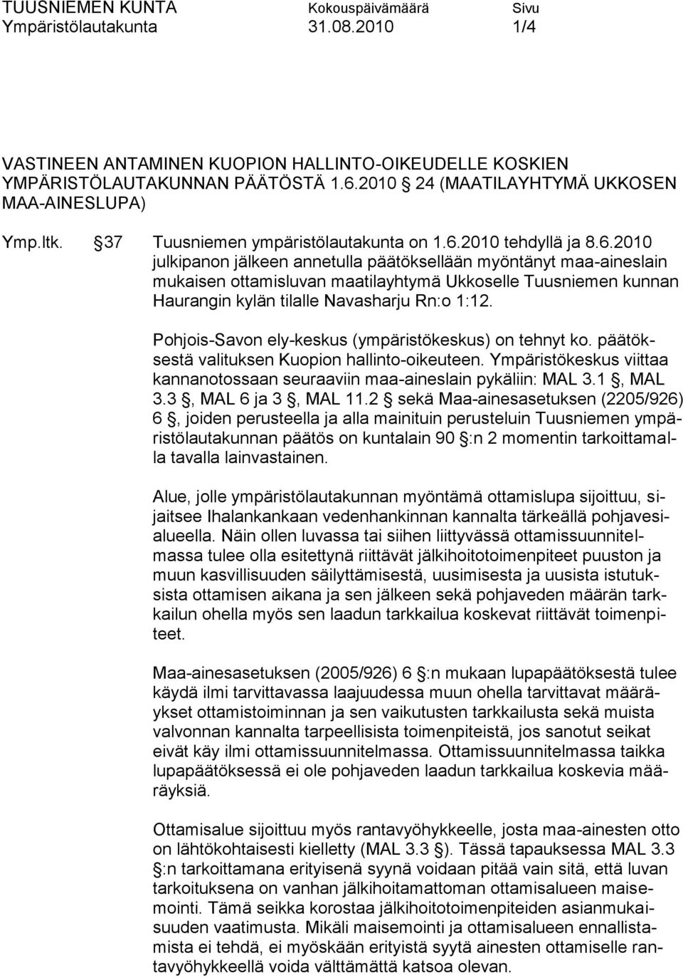 2010 tehdyllä ja 8.6.