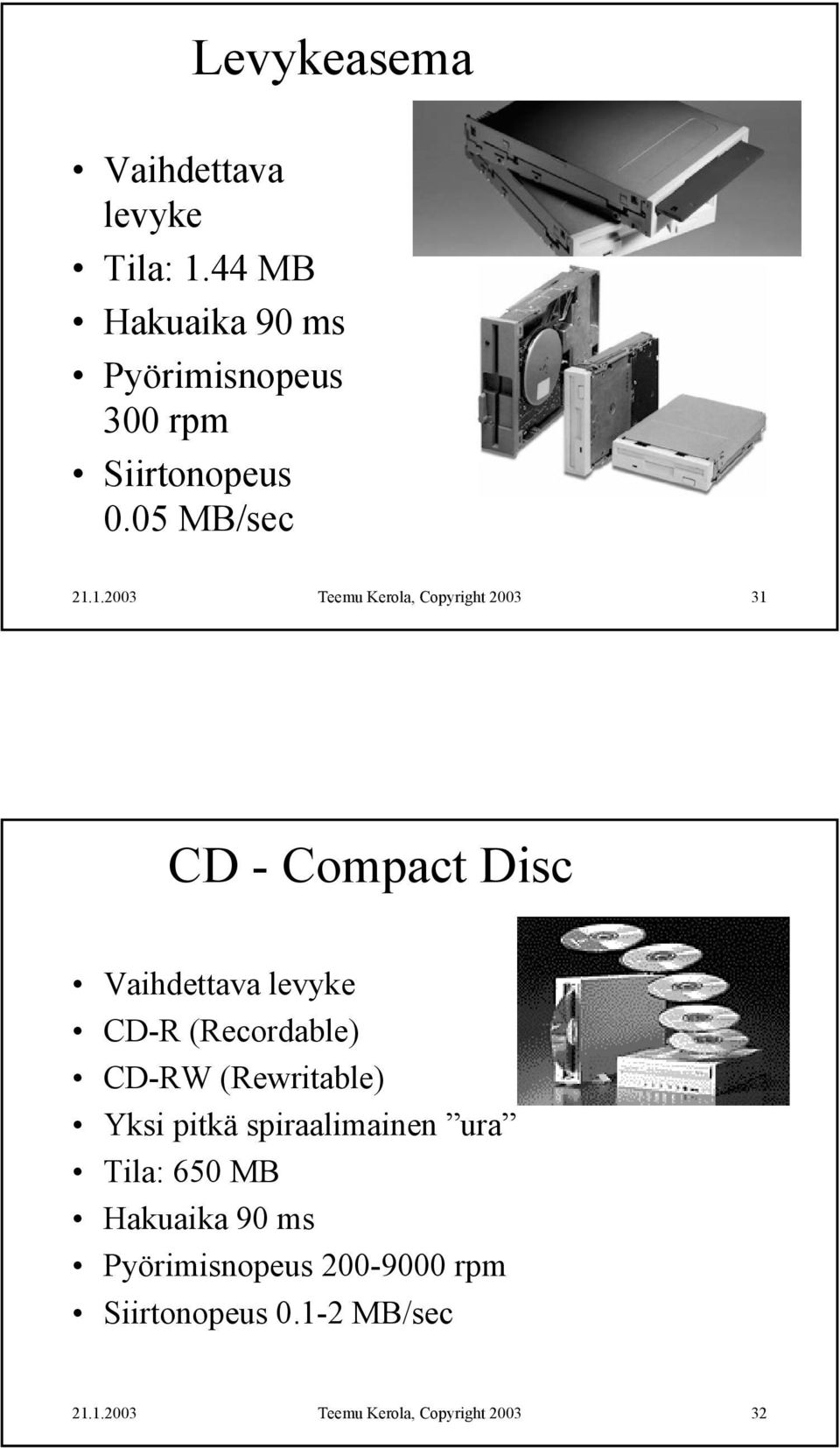 05 MB/sec 31 CD - Compact Disc Vaihdettava levyke CD-R (Recordable) CD-RW