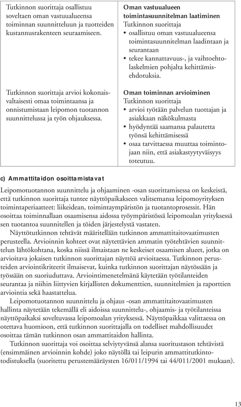 Oman vastuualueen toimintasuunnitelman laatiminen osallistuu oman vastuualueensa toimintasuunnitelman laadintaan ja seurantaan tekee kannattavuus-, ja vaihtoehtolaskelmien pohjalta