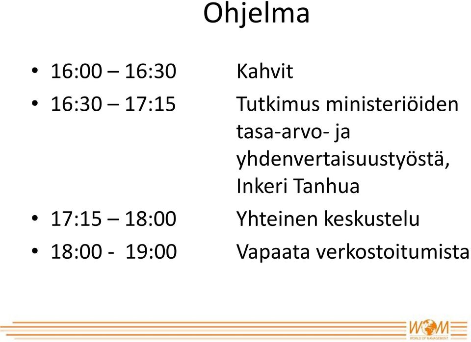 tasa-arvo- ja yhdenvertaisuustyöstä, Inkeri