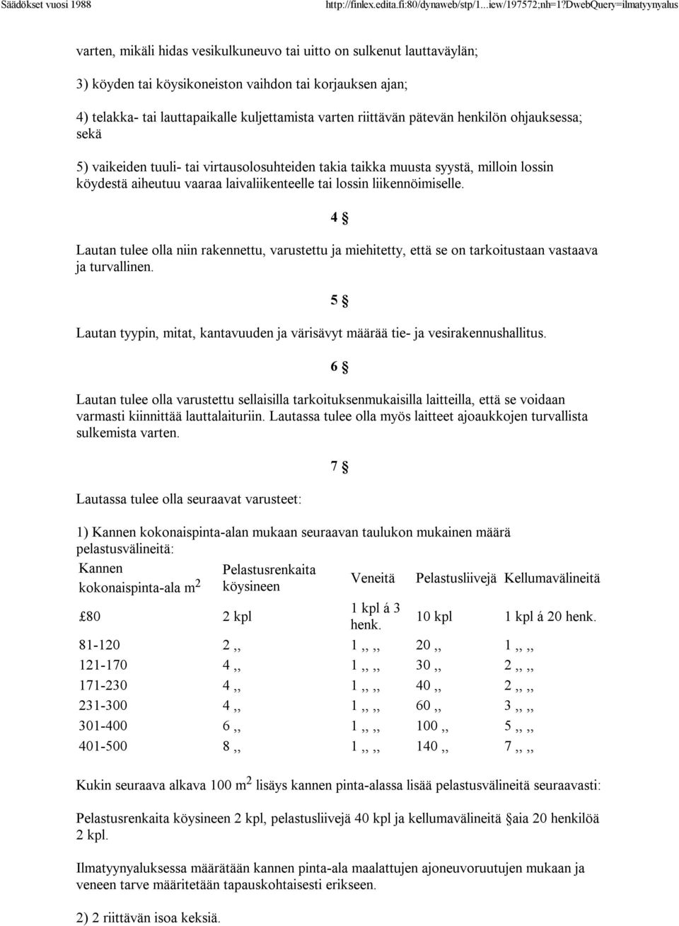 4 Lautan tulee olla niin rakennettu, varustettu ja miehitetty, että se on tarkoitustaan vastaava ja turvallinen. Lautan tyypin, mitat, kantavuuden ja värisävyt määrää tie- ja vesirakennushallitus.