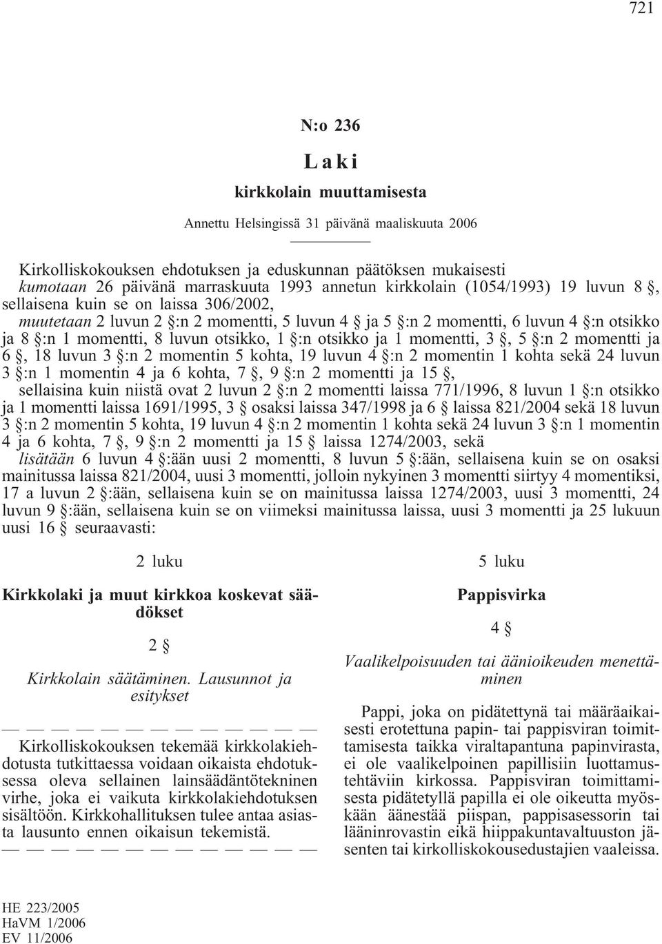 :n otsikko ja 1 momentti, 3, 5 :n 2 momentti ja 6, 18 luvun 3 :n 2 momentin 5 kohta, 19 luvun 4 :n 2 momentin 1 kohta sekä 24 luvun 3 :n 1 momentin 4 ja 6 kohta, 7, 9 :n 2 momentti ja 15, sellaisina