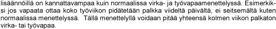 Esimerkiksi jos vapaata ottaa koko työviikon pidätetään palkka viideltä