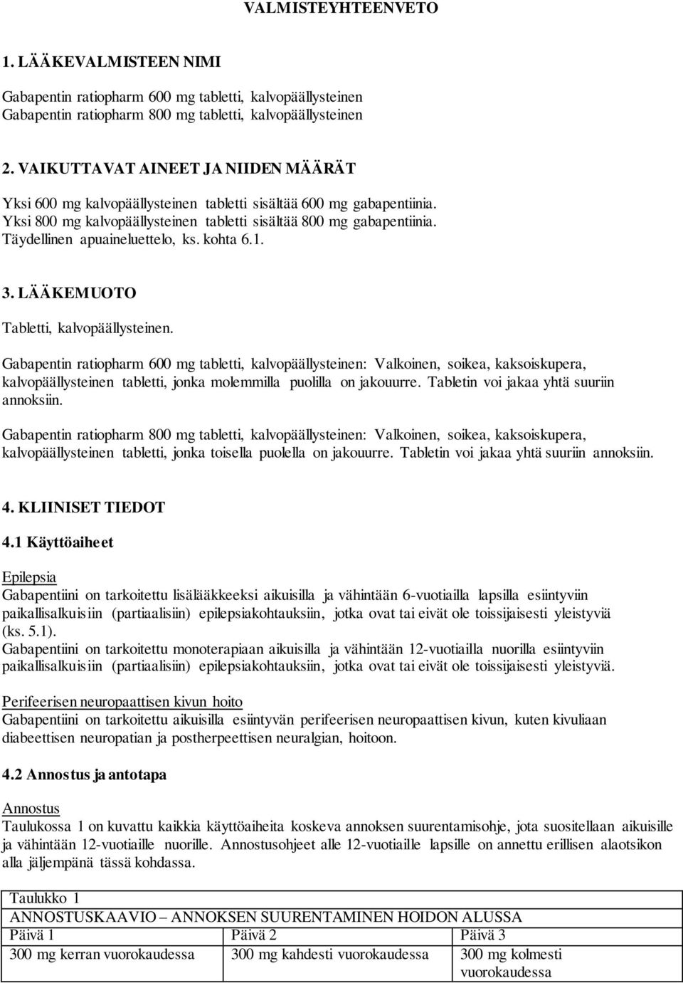 Täydellinen apuaineluettelo, ks. kohta 6.1. 3. LÄÄKEMUOTO Tabletti, kalvopäällysteinen.