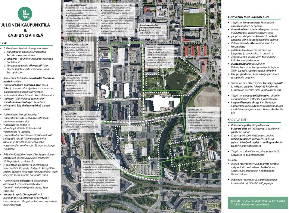 toimistotilat sijoittuvat rakennusten alakerroksiin ja asumista ylempiin mahdolliset yhteydet myös kortteleiden läpi tutkitaan julkisivujen ja toimintojen avautuminen katutilojen suuntaan miellyttävä