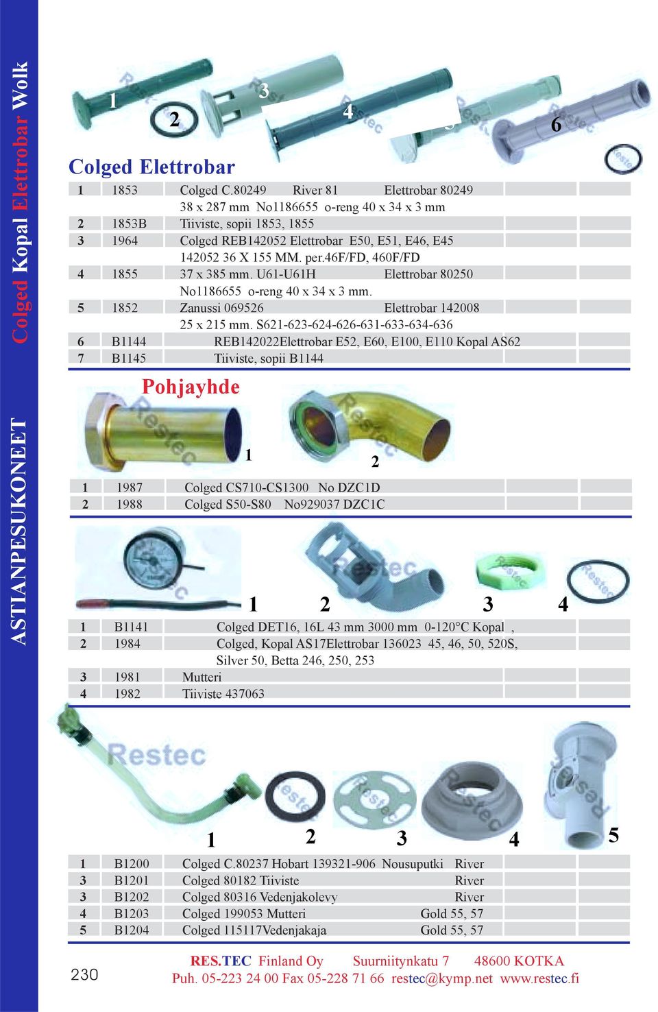 U6-U6H Elettrobar 8020 No866 o-reng 40 x 4 x mm. 82 Zanussi 06926 Elettrobar 42008 2 x 2 mm.