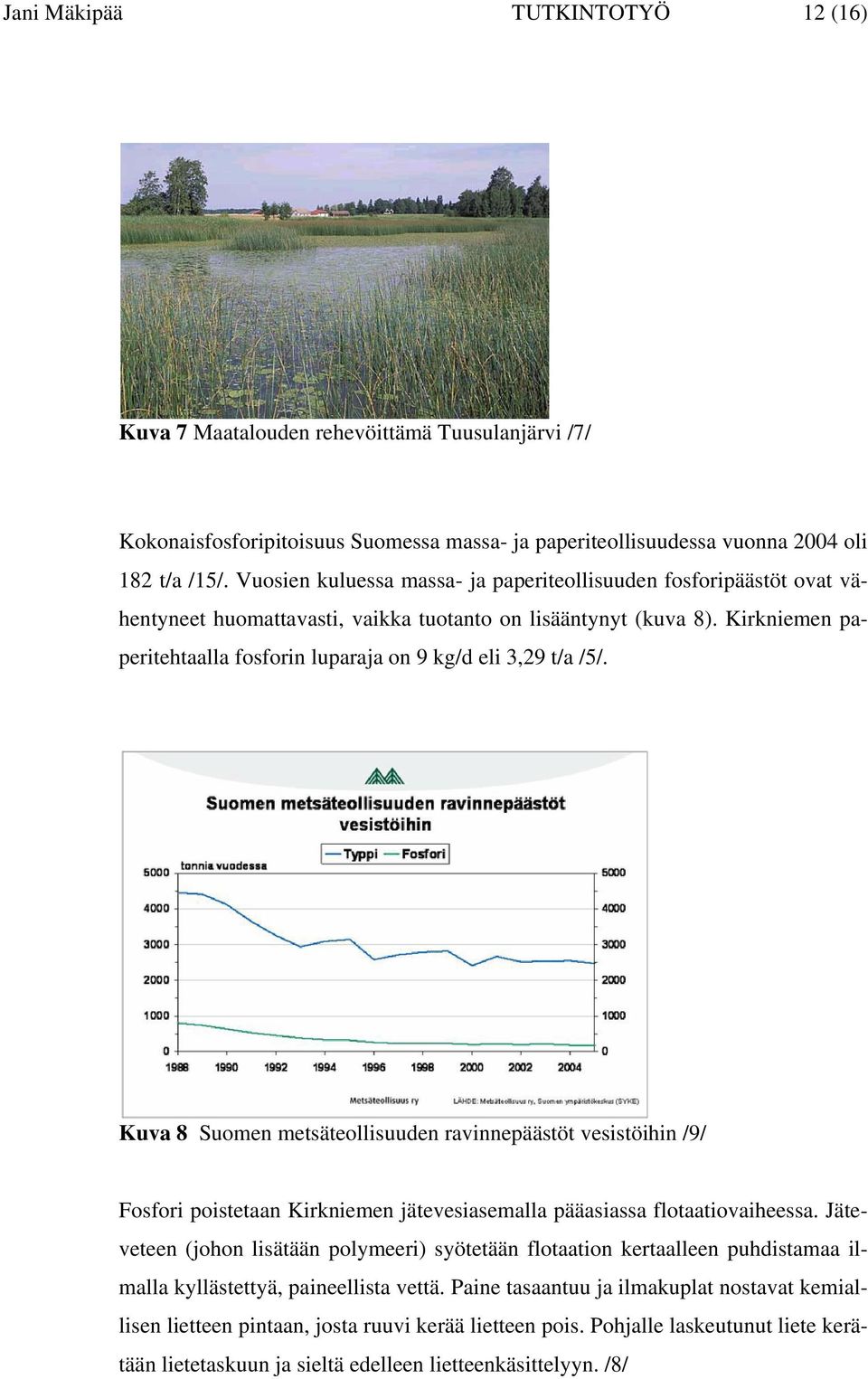 Kirkniemen paperitehtaalla fosforin luparaja on 9 kg/d eli 3,29 t/a /5/.