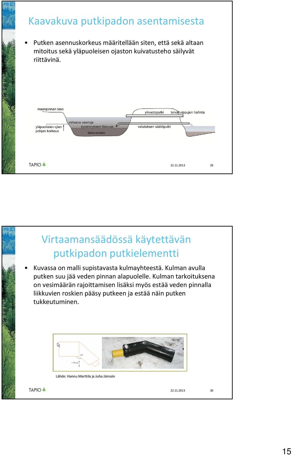 2013 29 Virtaamansäädössä käytettävän putkipadon putkielementti Kuvassa on malli supistavasta kulmayhteestä.