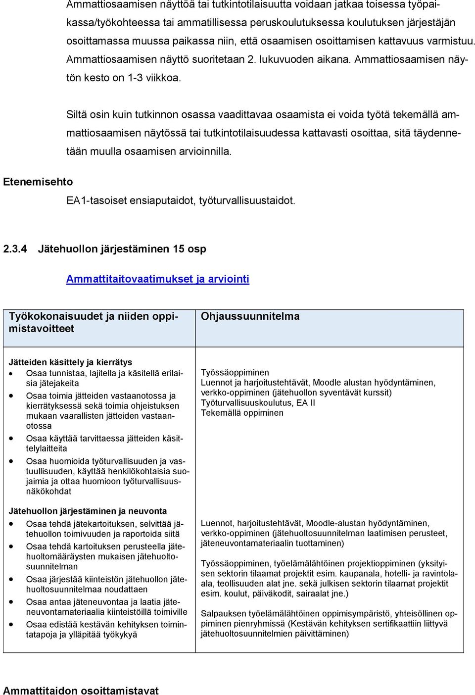 Siltä osin kuin tutkinnon osassa vaadittavaa osaamista ei voida työtä tekemällä ammattiosaamisen näytössä tai tutkintotilaisuudessa kattavasti osoittaa, sitä täydennetään muulla osaamisen