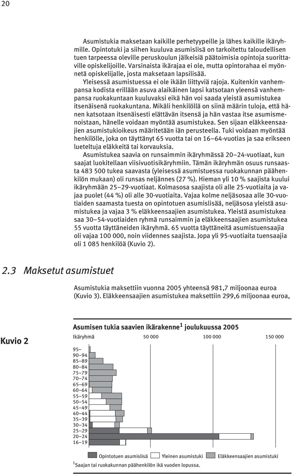 Varsinaista ikärajaa ei ole, mutta opintorahaa ei myönnetä opiskelijalle, josta maksetaan lapsilisää. Yleisessä asumistuessa ei ole ikään liittyviä rajoja.