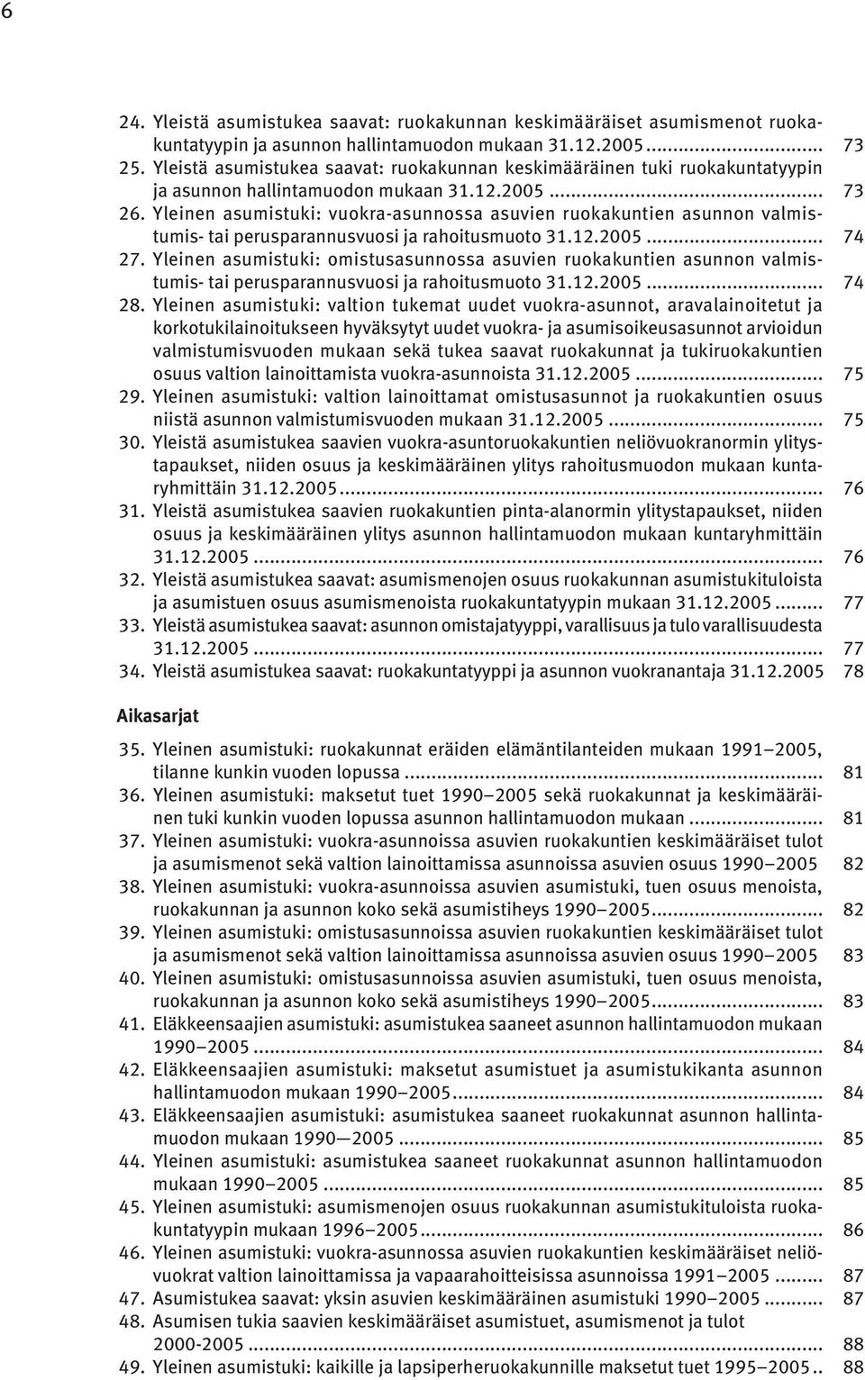 Yleinen asumistuki: vuokra-asunnossa asuvien ruokakuntien asunnon valmistumis- tai perusparannusvuosi ja rahoitusmuoto 31.12.2005... 74 27.