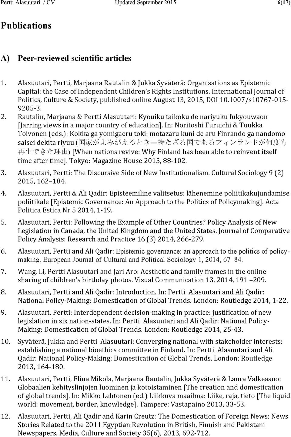 International Journal of Politics, Culture & Society, published online August 13, 20