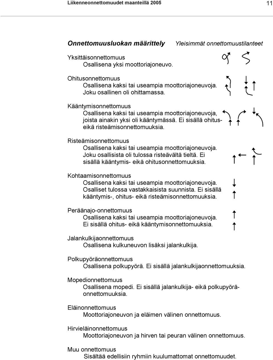 Kääntymisonnettomuus Osallisena kaksi tai useampia moottoriajoneuvoja, joista ainakin yksi oli kääntymässä. Ei sisällä ohituseikä risteämisonnettomuuksia.