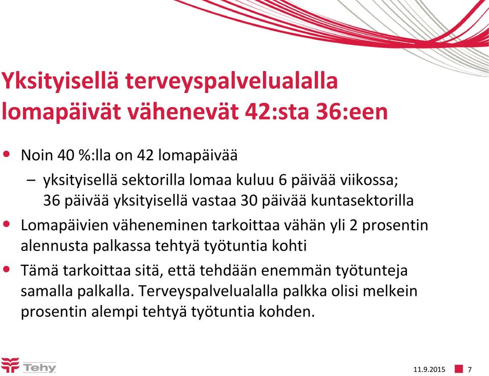 väheneminen tarkoittaa vähän yli 2 prosentin alennusta palkassa tehtyä työtuntia kohti Tämä tarkoittaa sitä, että