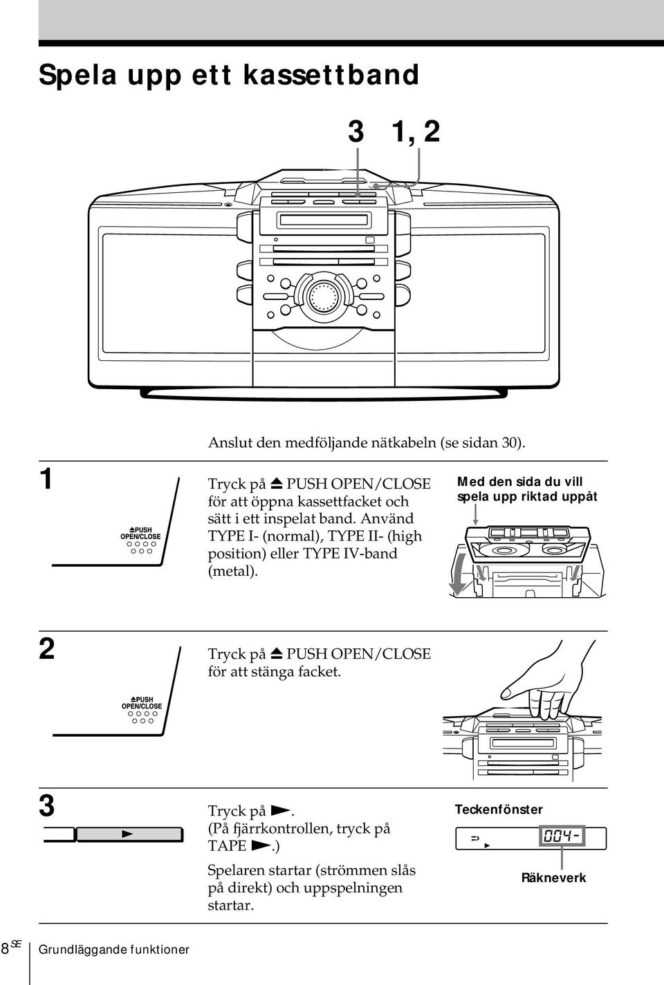 Använd TYPE I- (normal), TYPE II- (high position) eller TYPE IV-band (metal).