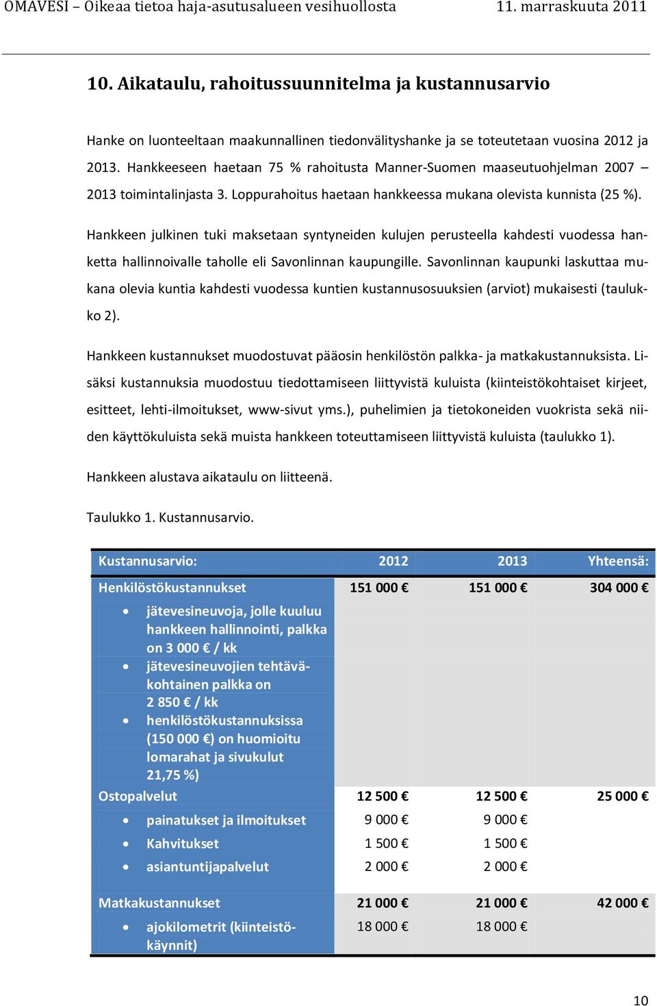 Hankkeen julkinen tuki maksetaan syntyneiden kulujen perusteella kahdesti vuodessa hanketta hallinnoivalle taholle eli Savonlinnan kaupungille.