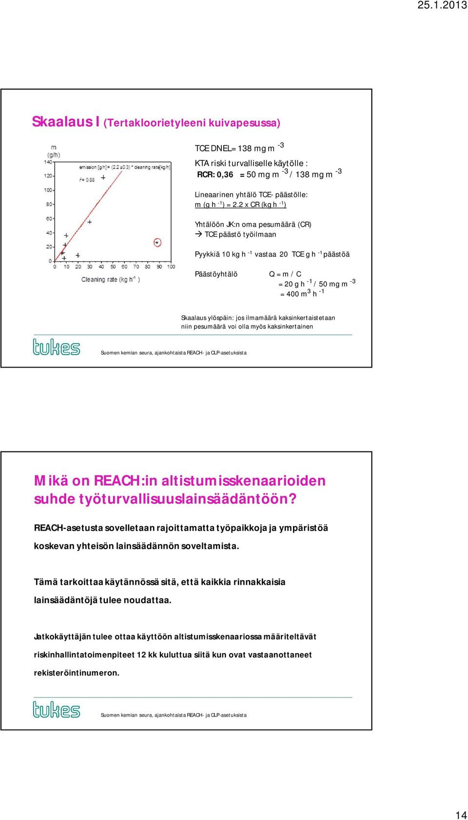 ylöspäin: jos ilmamäärä kaksinkertaistetaan niin pesumäärä voi olla myös kaksinkertainen Mikä on REACH:in altistumisskenaarioiden suhde työturvallisuuslainsäädäntöön?