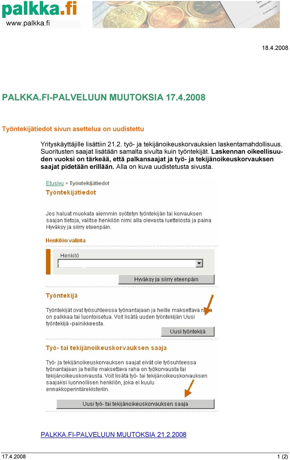 Suoritusten saajat lisätään samalta sivulta kuin työntekijät.