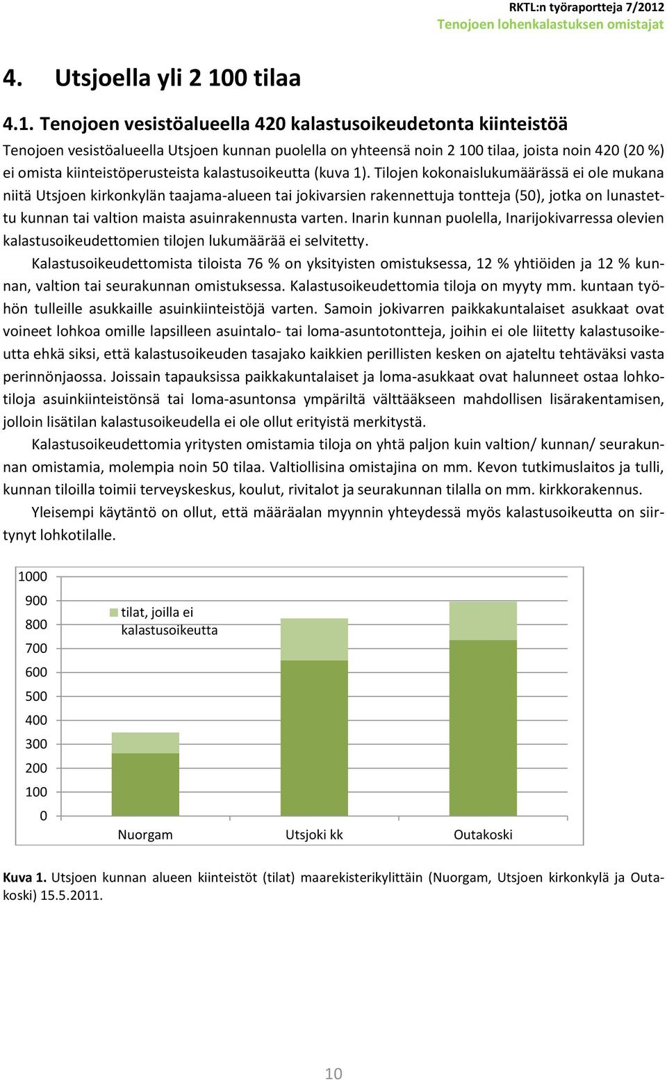 Tenojoen vesistöalueella 420 kalastusoikeudetonta kiinteistöä Tenojoen vesistöalueella Utsjoen kunnan puolella on yhteensä noin 2 100 tilaa, joista noin 420 (20 %) ei omista kiinteistöperusteista