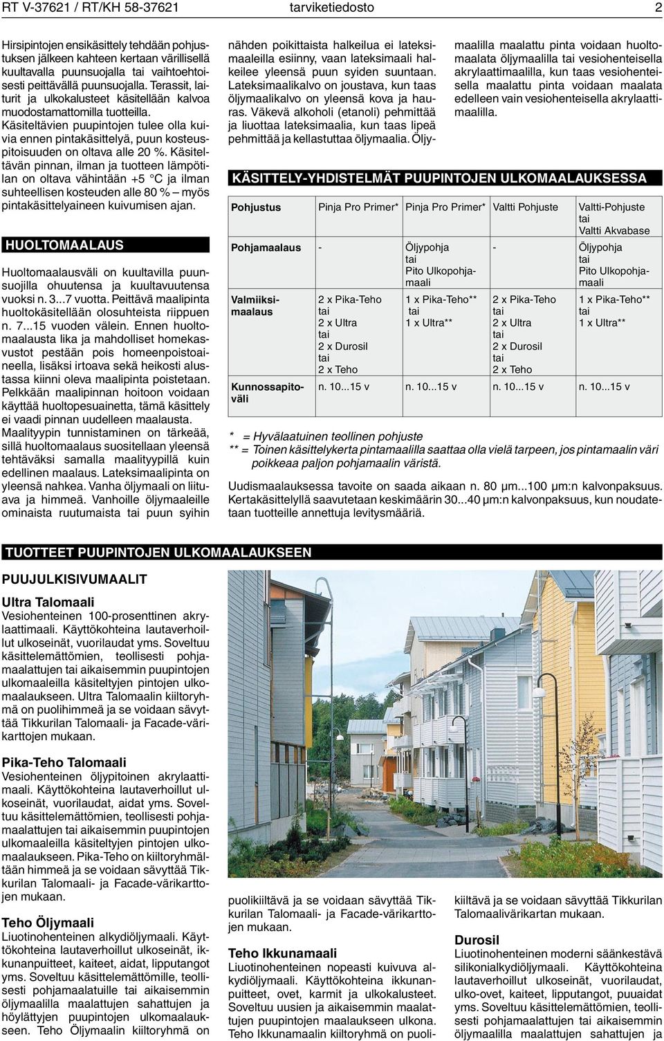 Käsiteltävän pinnan, ilman ja tuotteen lämpötilan on oltava vähintään +5 C ja ilman suhteellisen kosteuden alle 80% myös pintakäsittelyaineen kuivumisen ajan.