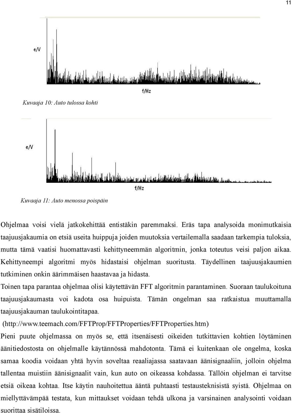 jonka toteutus veisi paljon aikaa. Kehittyneempi algoritmi myös hidastaisi ohjelman suoritusta. Täydellinen taajuusjakaumien tutkiminen onkin äärimmäisen haastavaa ja hidasta.