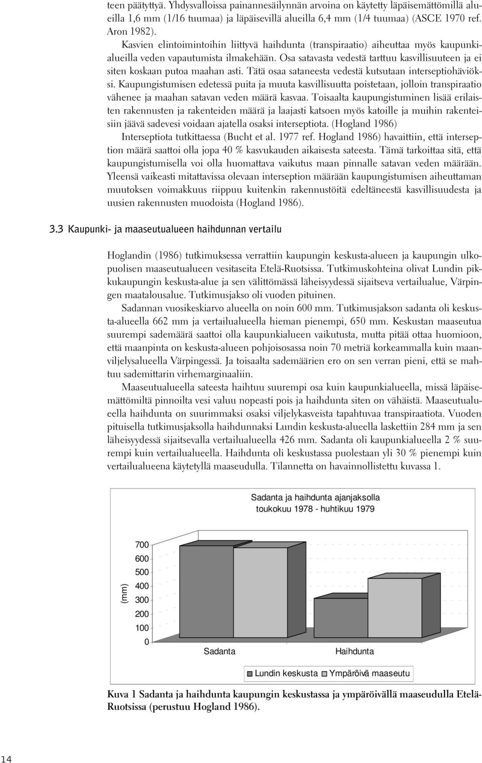 Osa satavasta vedestä tarttuu kasvillisuuteen ja ei siten koskaan putoa maahan asti. Tätä osaa sataneesta vedestä kutsutaan interseptiohäviöksi.