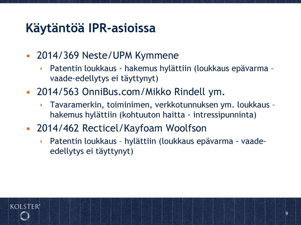 Tavaramerkin, toiminimen, verkkotunnuksen ym.