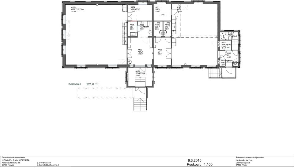 PORRAS A102 AULA 12,5m 2 A108 ET 9,5m 2 A112 2,0m 2 A114 1,0m 2 A113