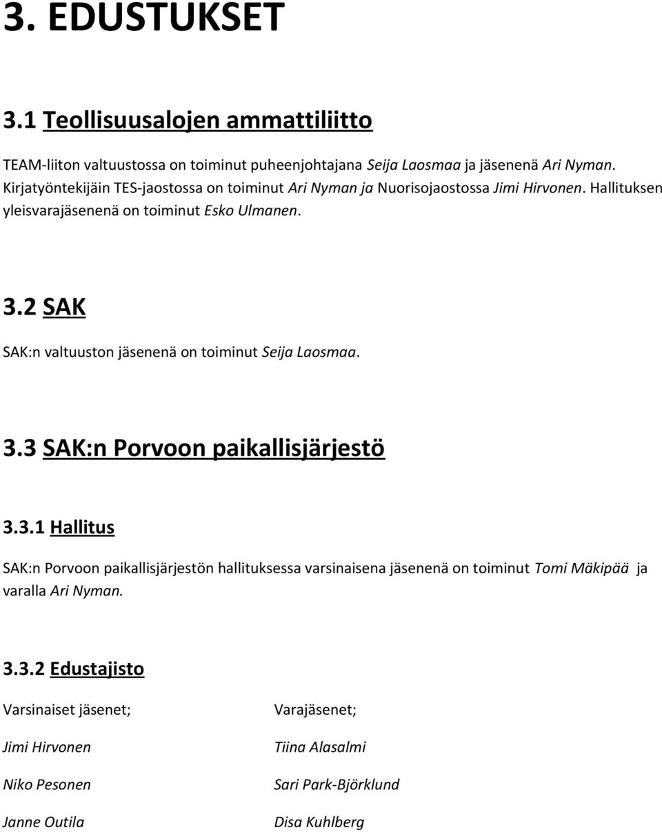 2 SAK SAK:n valtuuston jäsenenä on toiminut Seija Laosmaa. 3.