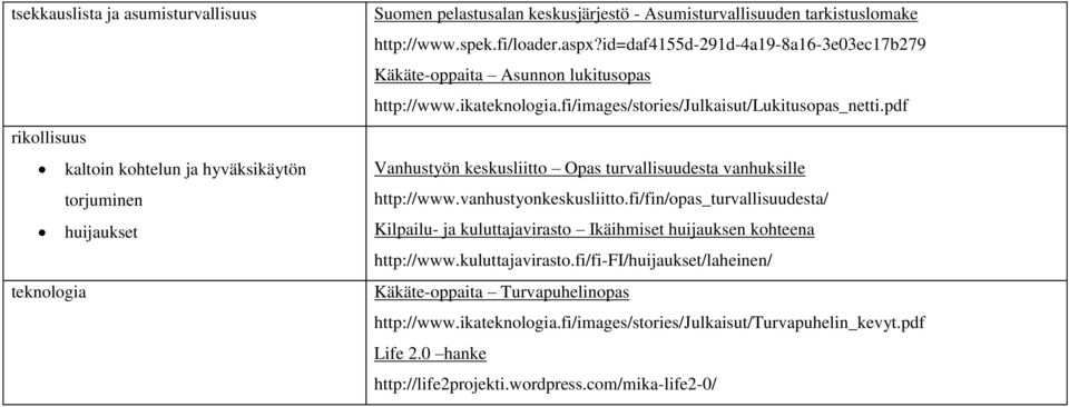 pdf Vanhustyön keskusliitto Opas turvallisuudesta vanhuksille http://www.vanhustyonkeskusliitto.