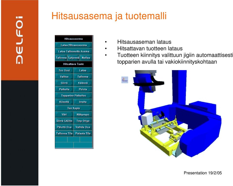 Tuotteen kiinnitys valittuun jigiin