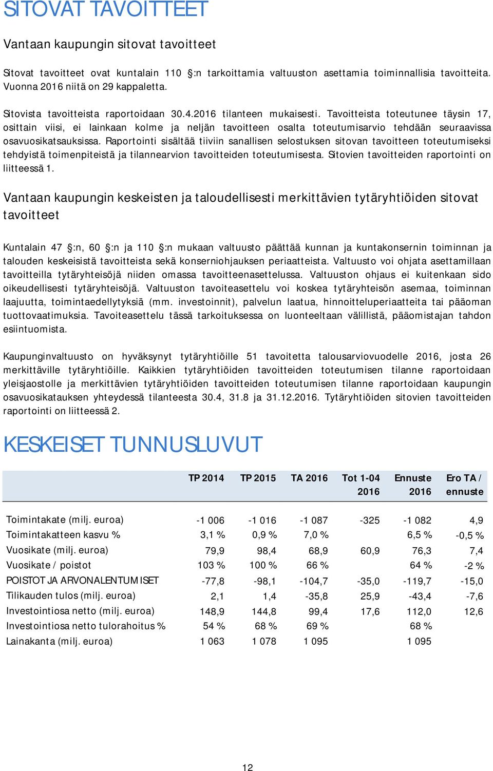 Tavoitteista toteutunee täysin 17, osittain viisi, ei lainkaan kolme ja neljän tavoitteen osalta toteutumisarvio tehdään seuraavissa osavuosikatsauksissa.