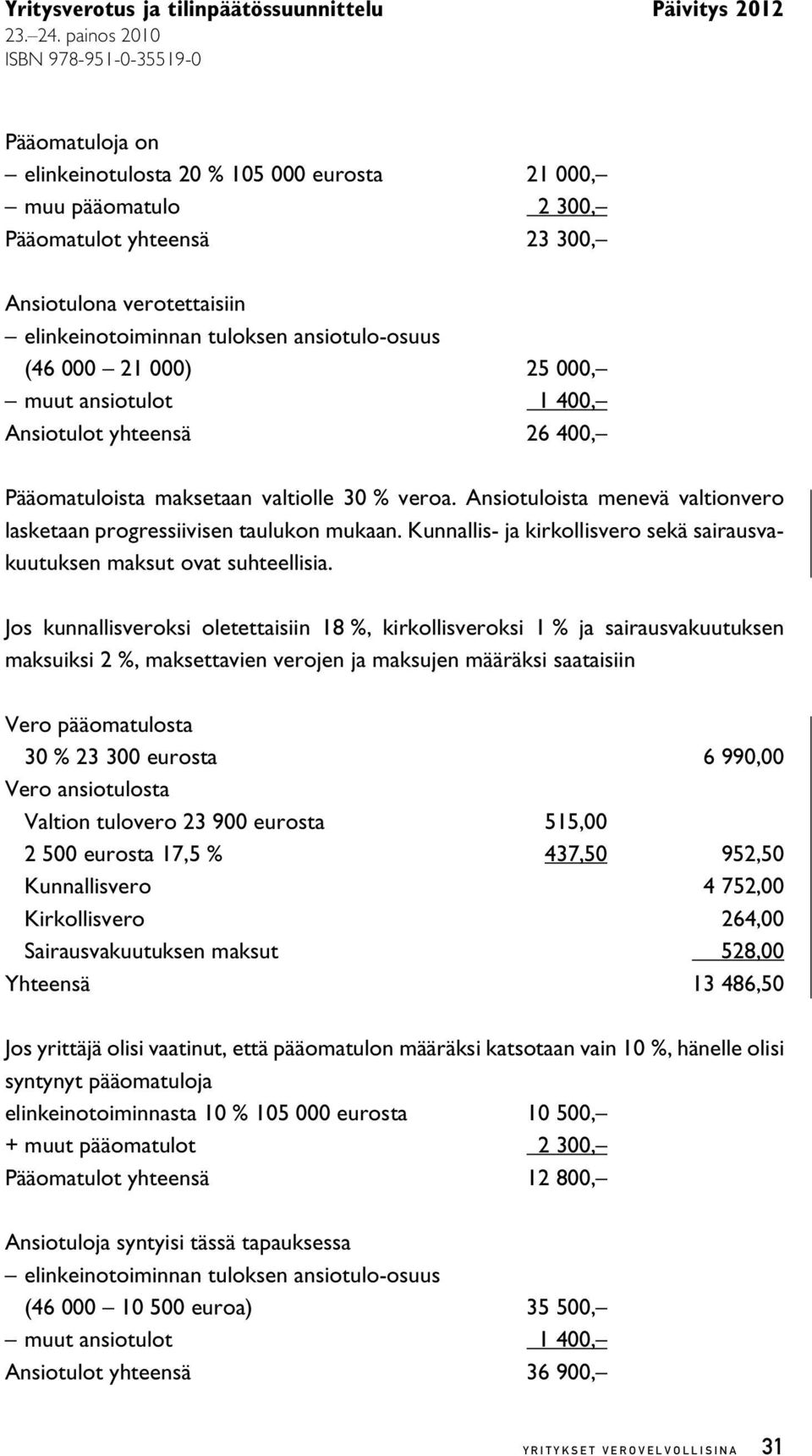 Kunnallis- ja kirkollisvero sekä sairausvakuutuksen maksut ovat suhteellisia.