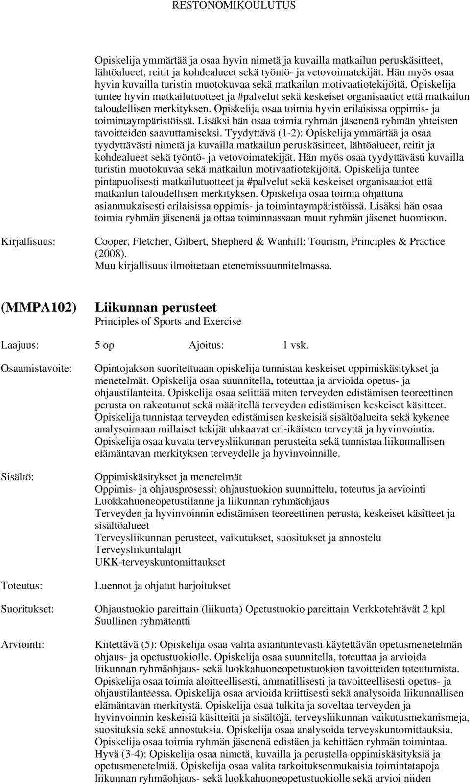 Opiskelija tuntee hyvin matkailutuotteet ja #palvelut sekä keskeiset organisaatiot että matkailun taloudellisen merkityksen. Opiskelija osaa toimia hyvin erilaisissa oppimis- ja toimintaympäristöissä.